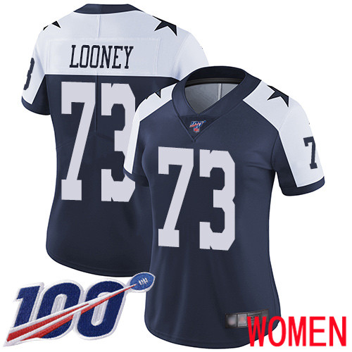 Women Dallas Cowboys Limited Navy Blue Joe Looney Alternate #73 100th Season Vapor Untouchable Throwback NFL Jersey->dallas cowboys->NFL Jersey